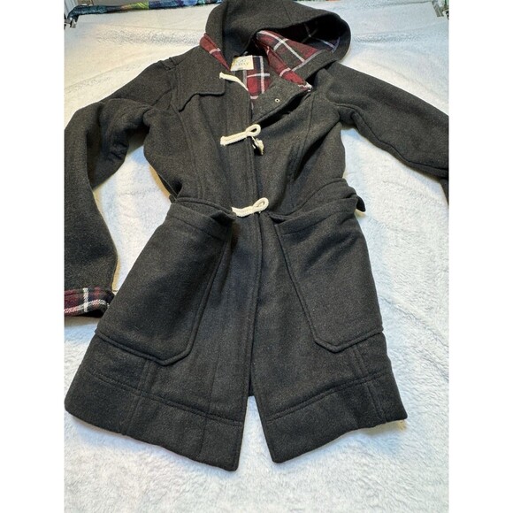 Thread & Supply Womens Black woven Duffle Coat with flannel linging size XL - Picture 2 of 10
